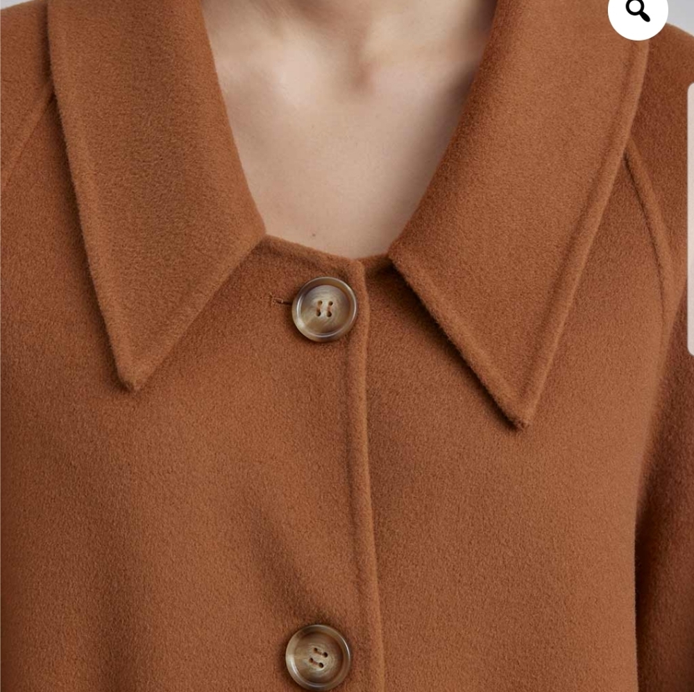 NWT Button Up Collar Silk Wool Blend Coat (Bronze) - Silk Maison - Picture 4 of 14
